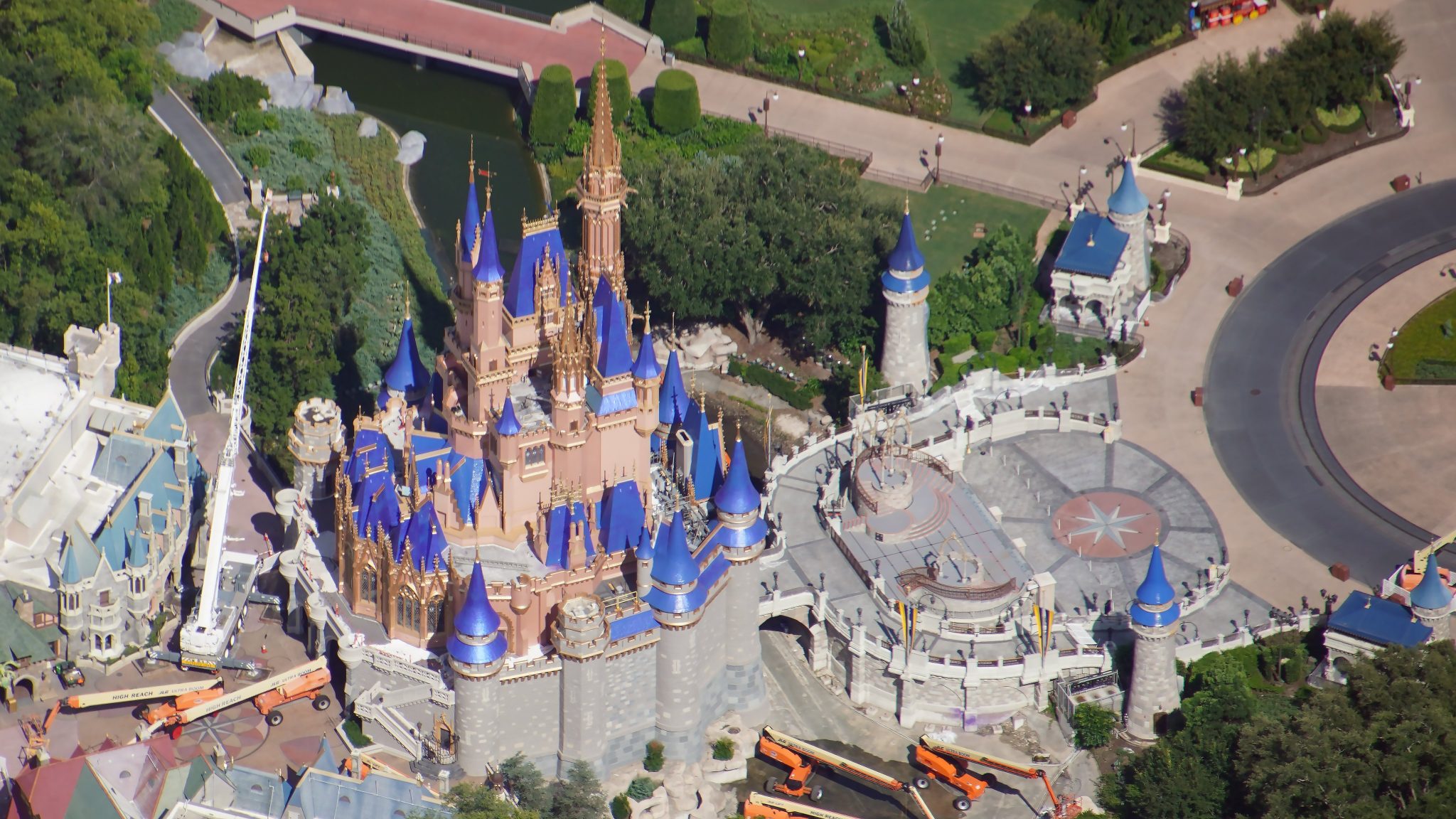 Aerial Look At Updated Cinderella Castle Colors For Walt Disney Worlds Th Anniversary