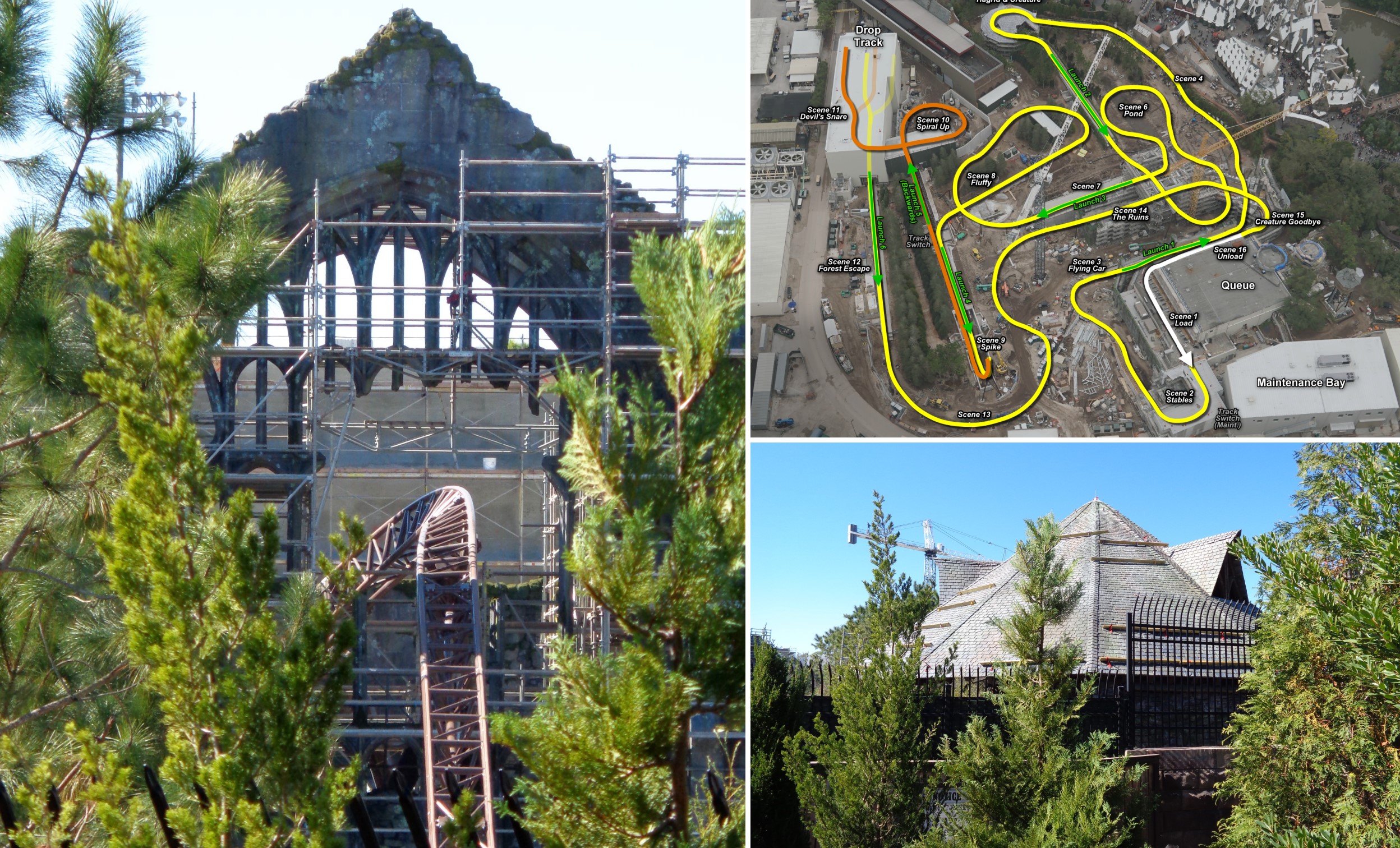 Envision sponsored Tame Harry Potter Coaster Construction Update with Scene by Scene Track Layout –  Hagrid's Magical Creatures – Orlando ParkStop