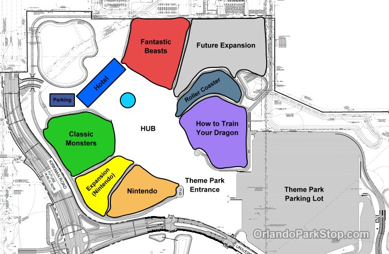 UNIVERSAL’S EPIC UNIVERSE – EL CUARTO PARQUE TEMÁTICO DE UNIVERSAL ORLANDO RESORT Dev-plan-early-layout03