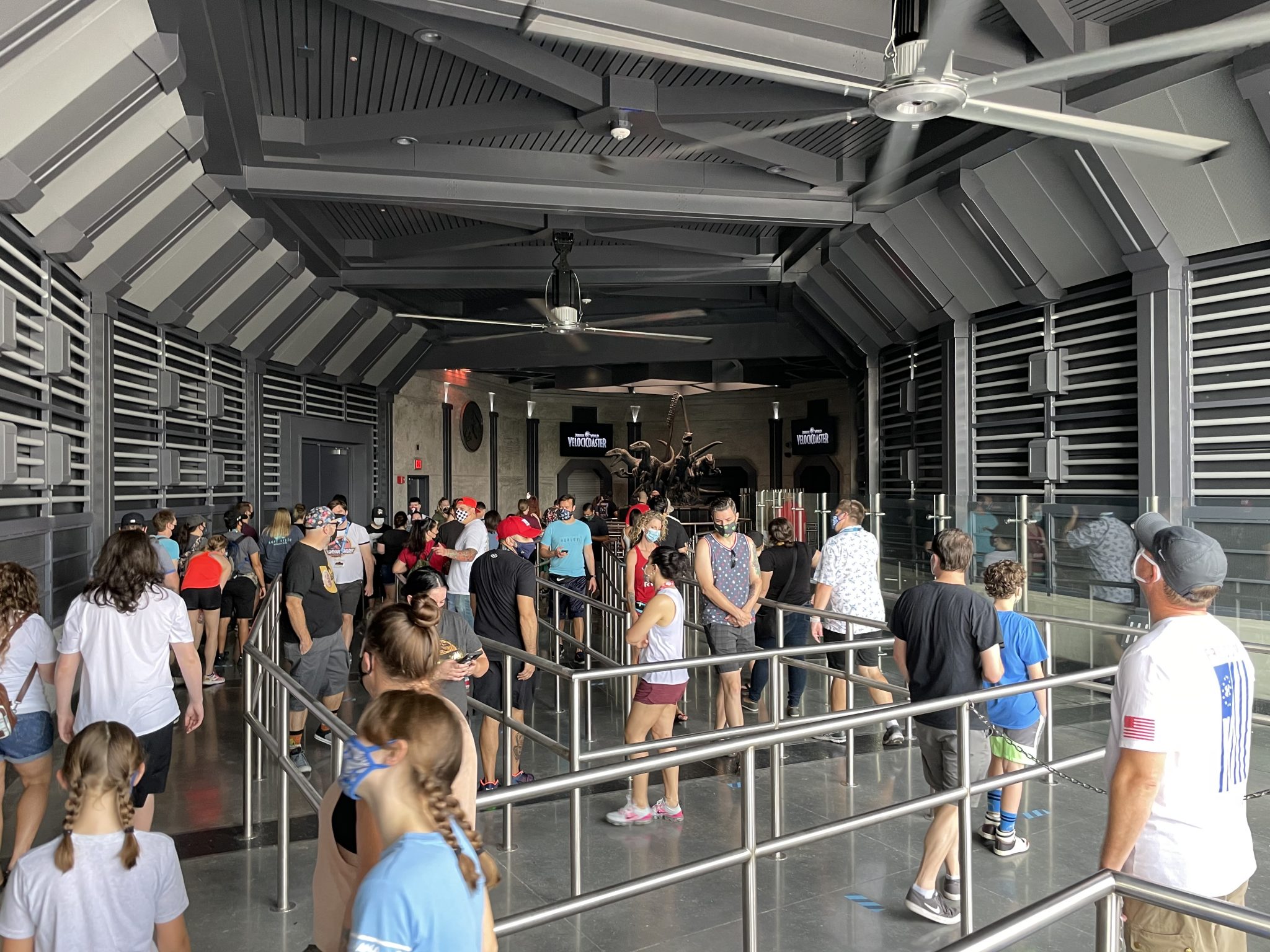 VIDEO Jurassic World VelociCoaster Full Queue and First Impressions